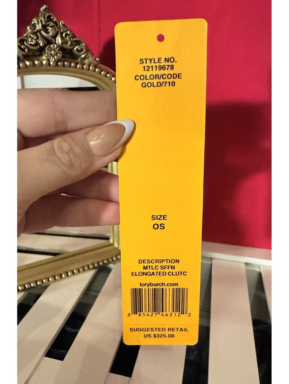 Tory Burch Gold Clutch Chain Strap Detachable Logo Accent - Picture 3 of 7